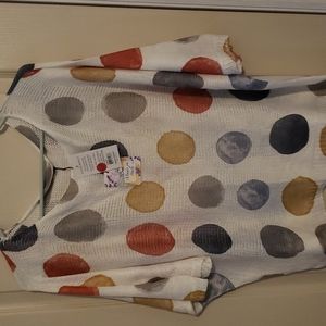 Beautiful, light sweater made in Italy. Multi-colored muted circles. OS